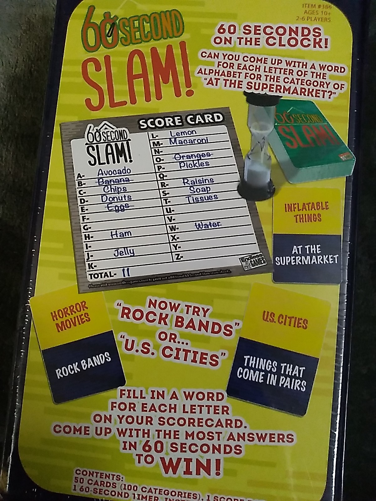 60 Second Slam! Race The Clock Alphabet Category Game – Brand New