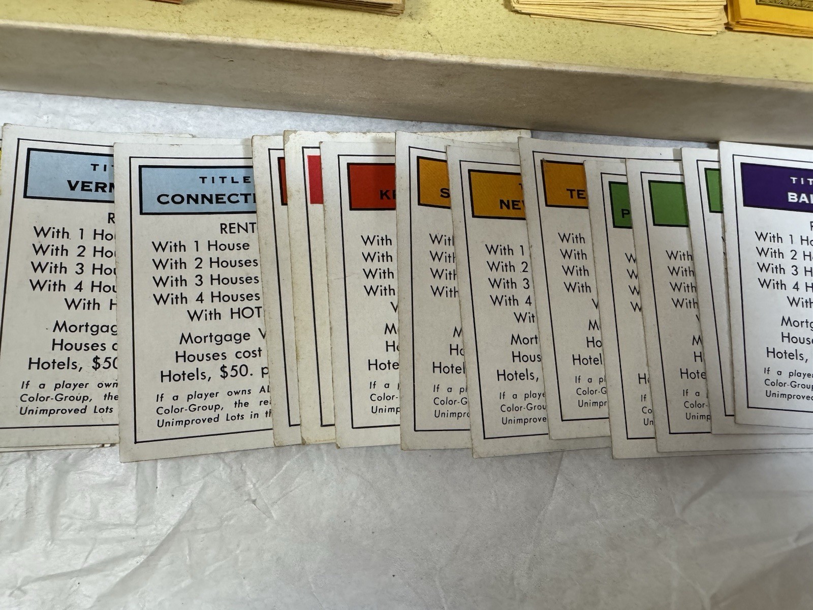 Vintage 1954 Monopoly Game Yellow Box Wooden Tokens Incomplete. See Description.