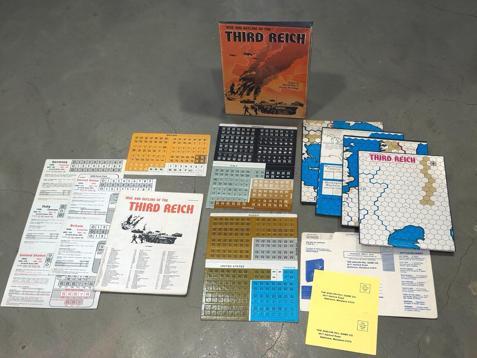 Avalon Hill 1974 Rise and Decline of the THIRD REICH 2nd Ed. UNPUNCHED CIB