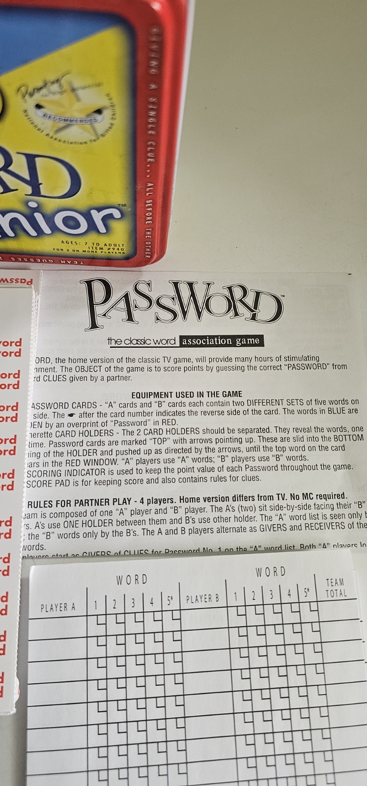 Password & Junior Combo Tin Board Game Kids Toy Word Association Endless Games