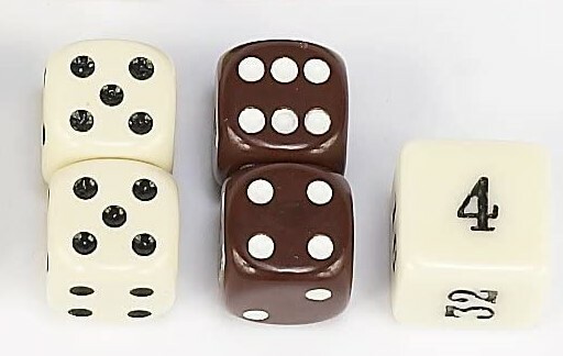 BACKGAMMON DICE SET IVORY AND BROWN 7/16″ SQ. WITH DOUBLING CUBE