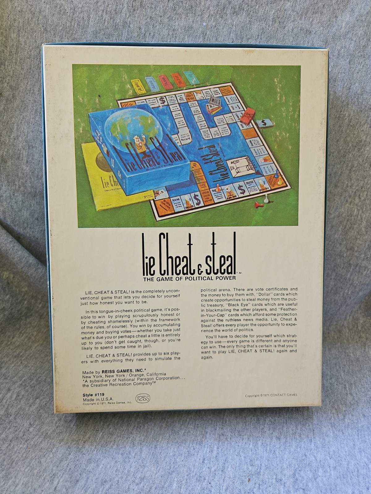 Lie Cheat and Steal The Game Of Political Power Vintage 1971 Reiss Board Game