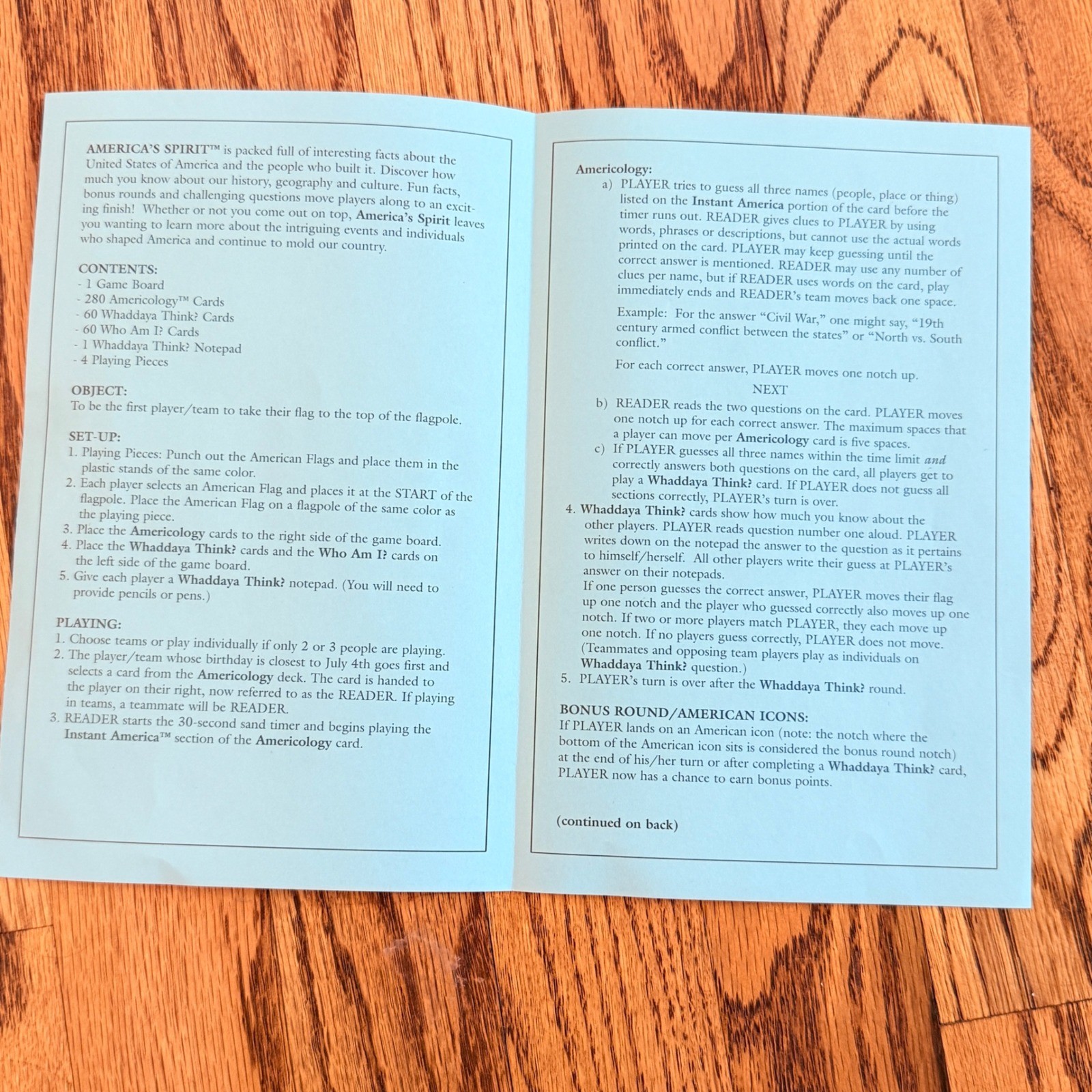 Americas Spirit The Family Game for Patriotic Americans University Games *read*