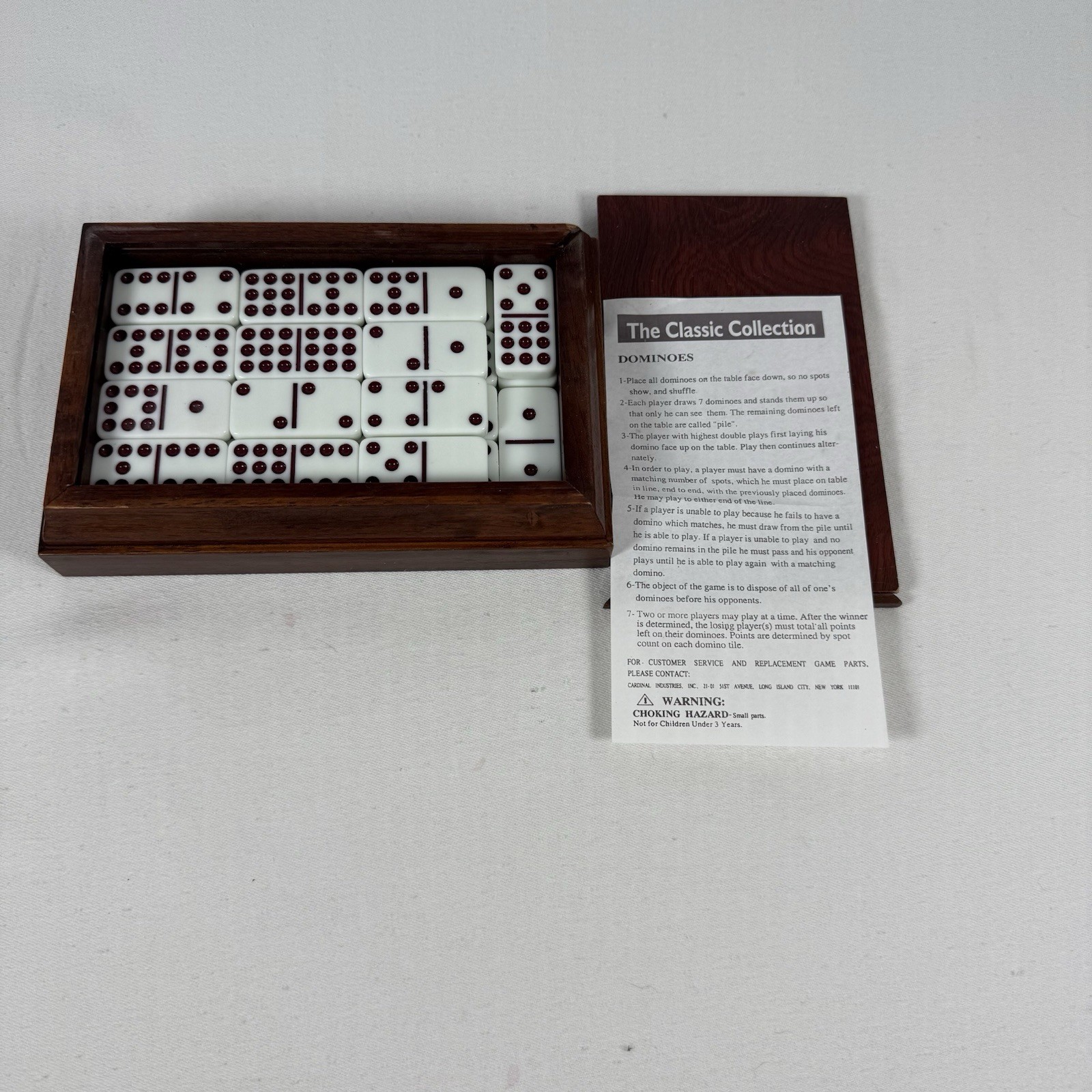 Vintage Double Nine Domino Set Classic Collection 55-Piece In Wooden Case