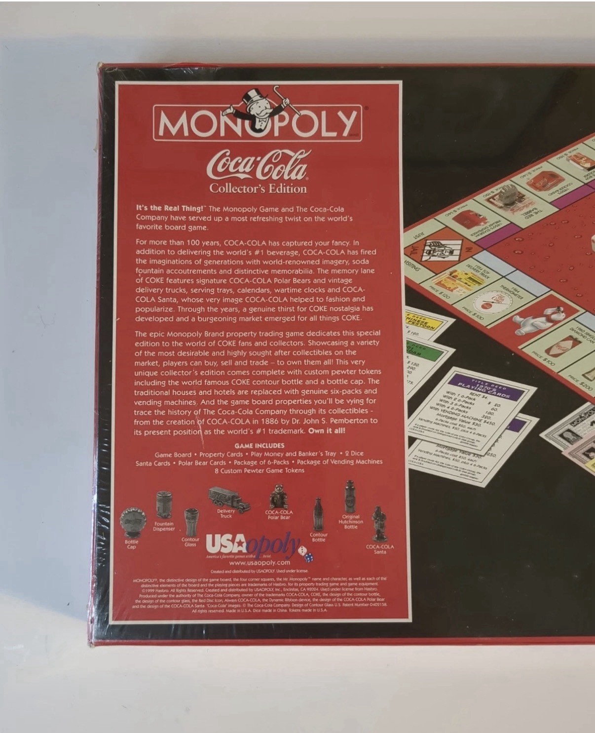 Monopoly Coca-Cola Collectors Edition Board Game Vintage 1999 Factory Sealed