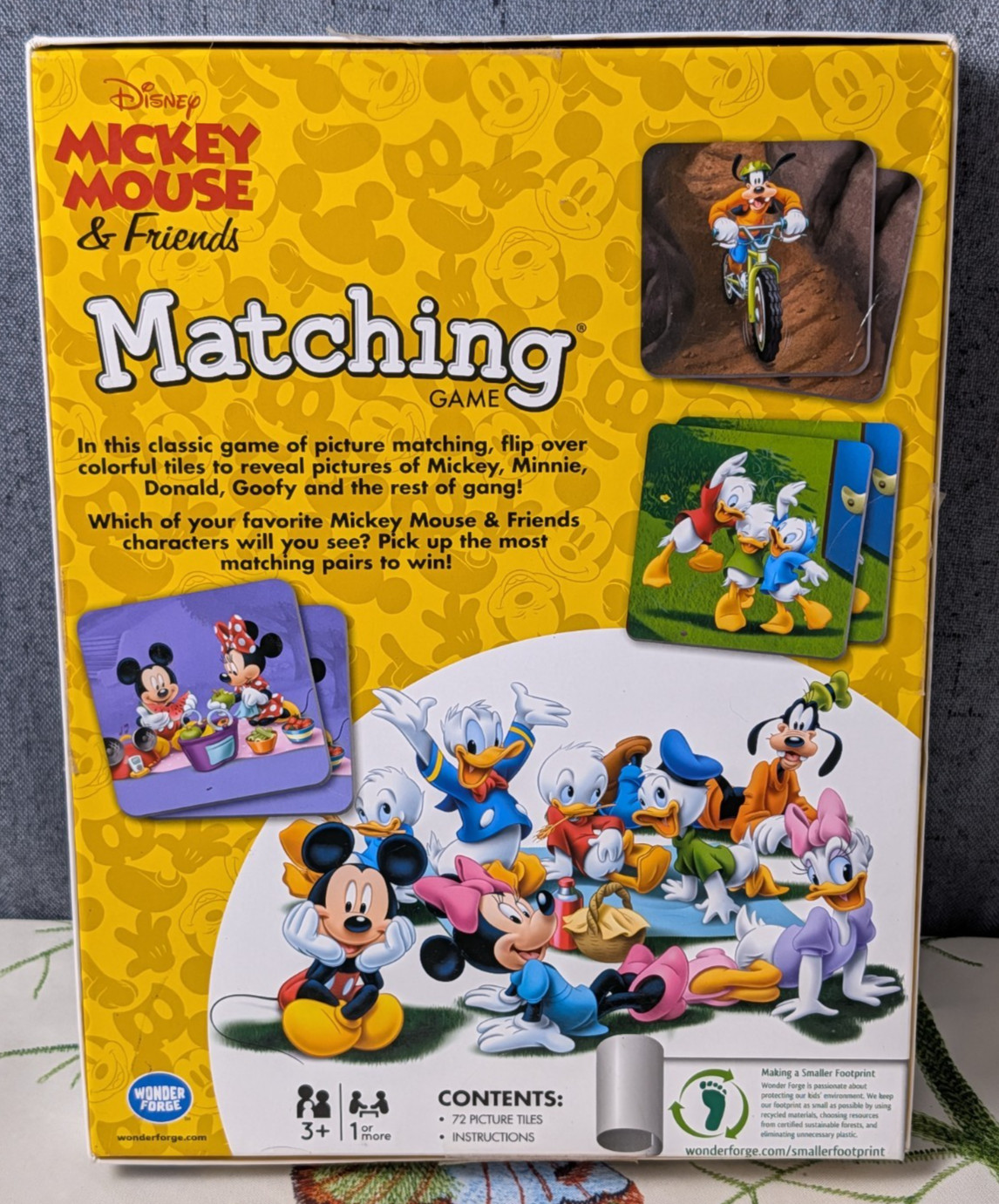 Disney Mickey Mouse Wonder Forge Matching Memory Tile Game 72 Pic Toy Complete