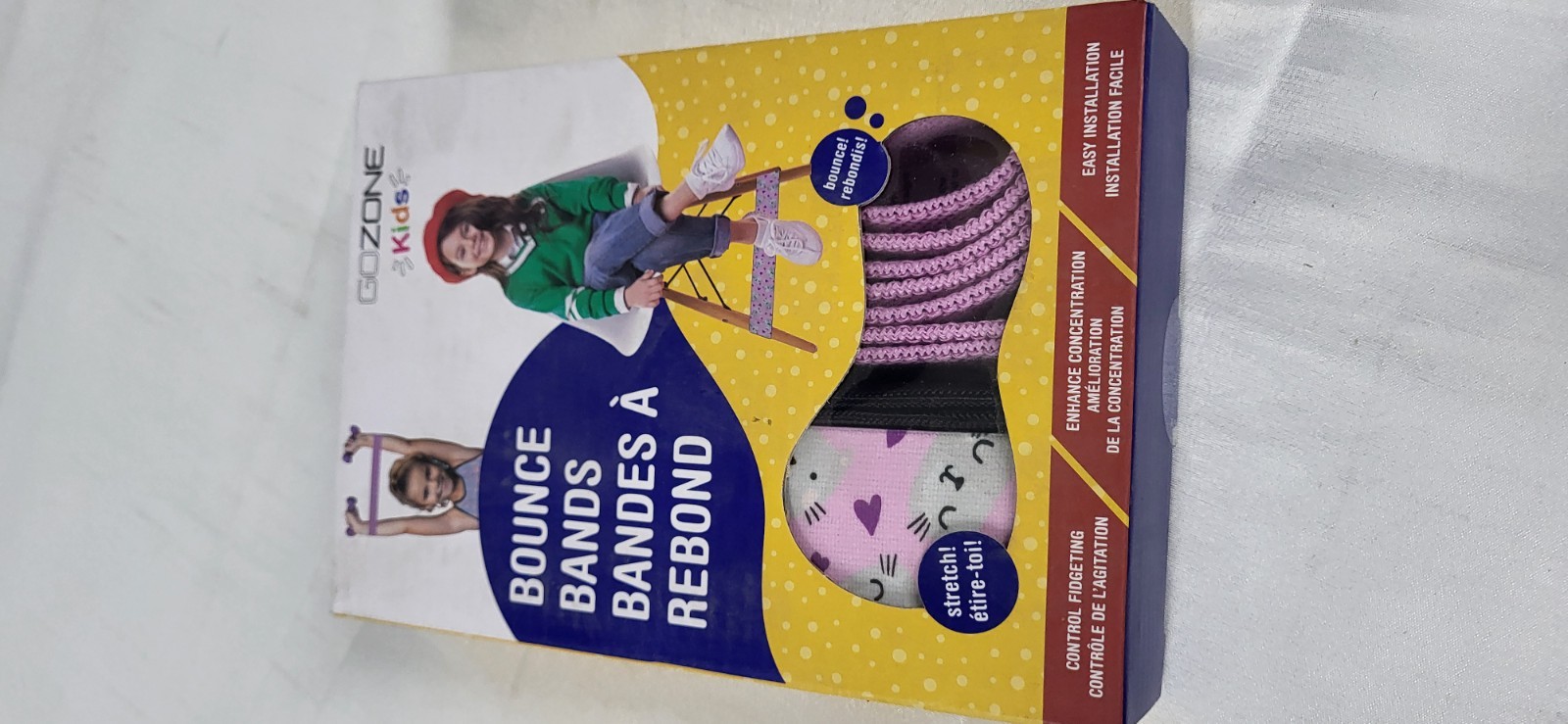 GoZone Kids Christmas Light Cat Printed Bounce Bands – Pink/Purple Attaches to a