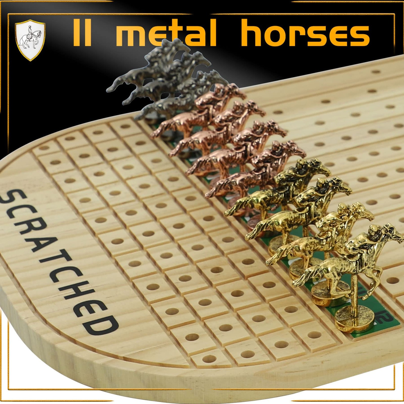 Horse Race Board Game Racing Game Thickened Solid Wood with 11 Luxurious Dura…