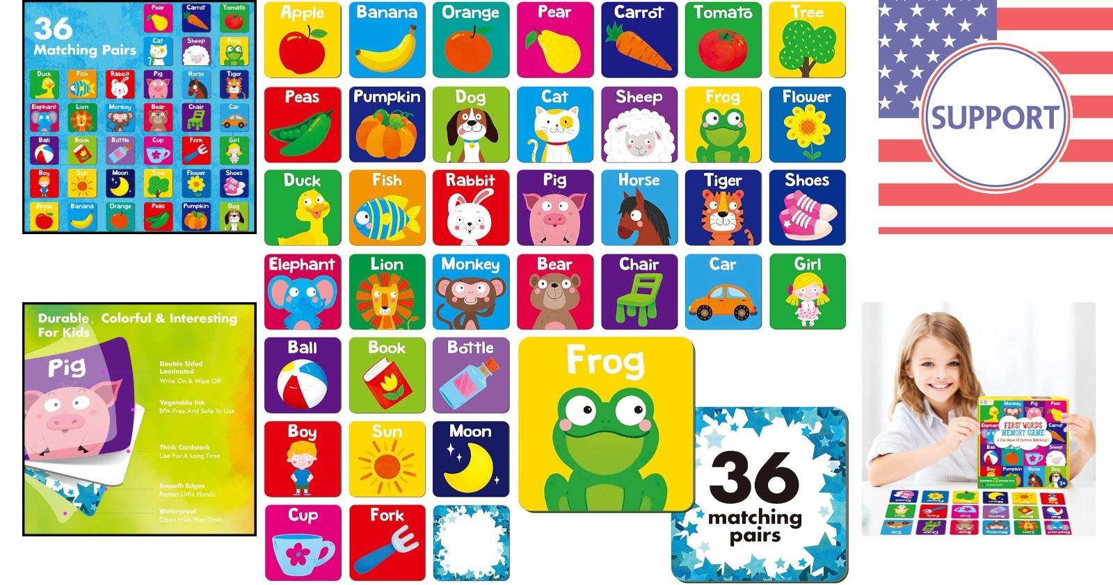 Bright & Engaging 72 PCS Matching Cards – Ideal Educational Toy for Kids