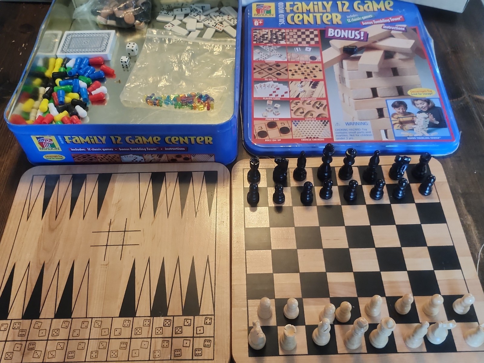 Family 12 Game Center (12 Games) chess, checker, Domino’s, dice, Solitaire, Etc