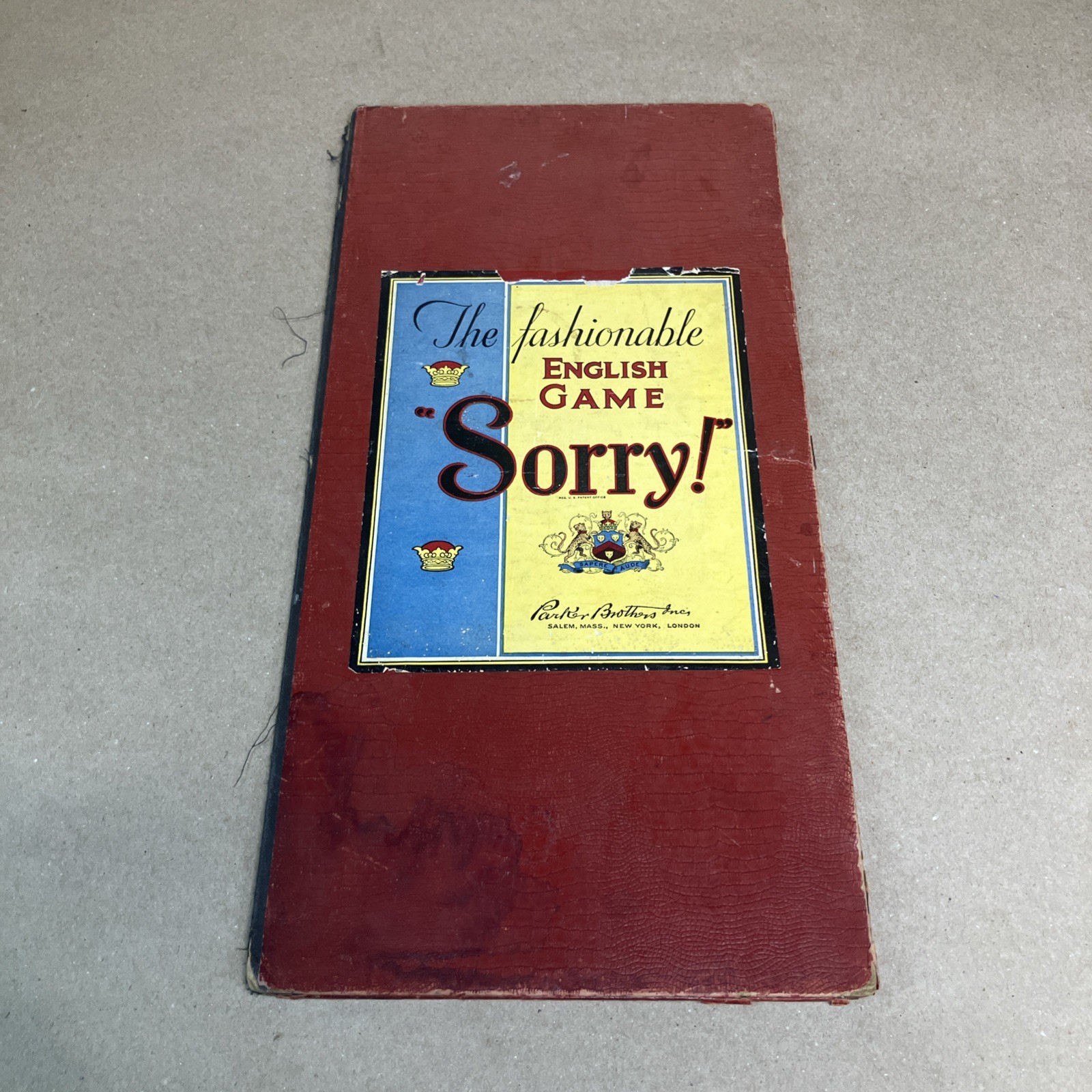 1930’s? The Fashionable English Game “Sorry”! RARE! See Pics! Board Only
