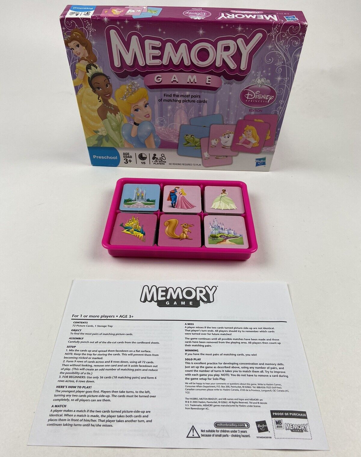 Memory Disney Princess Edition Matching Game By Hasbro 2010 COMPLETE! EUC