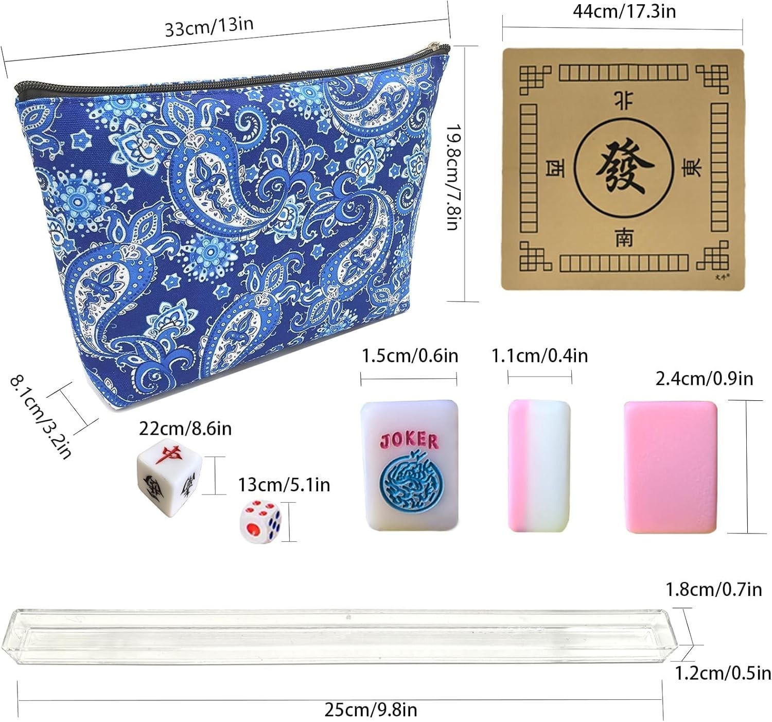 166 Pink American Printed Mahjong Game Set w/ Carrying Bag and Accessories,0….