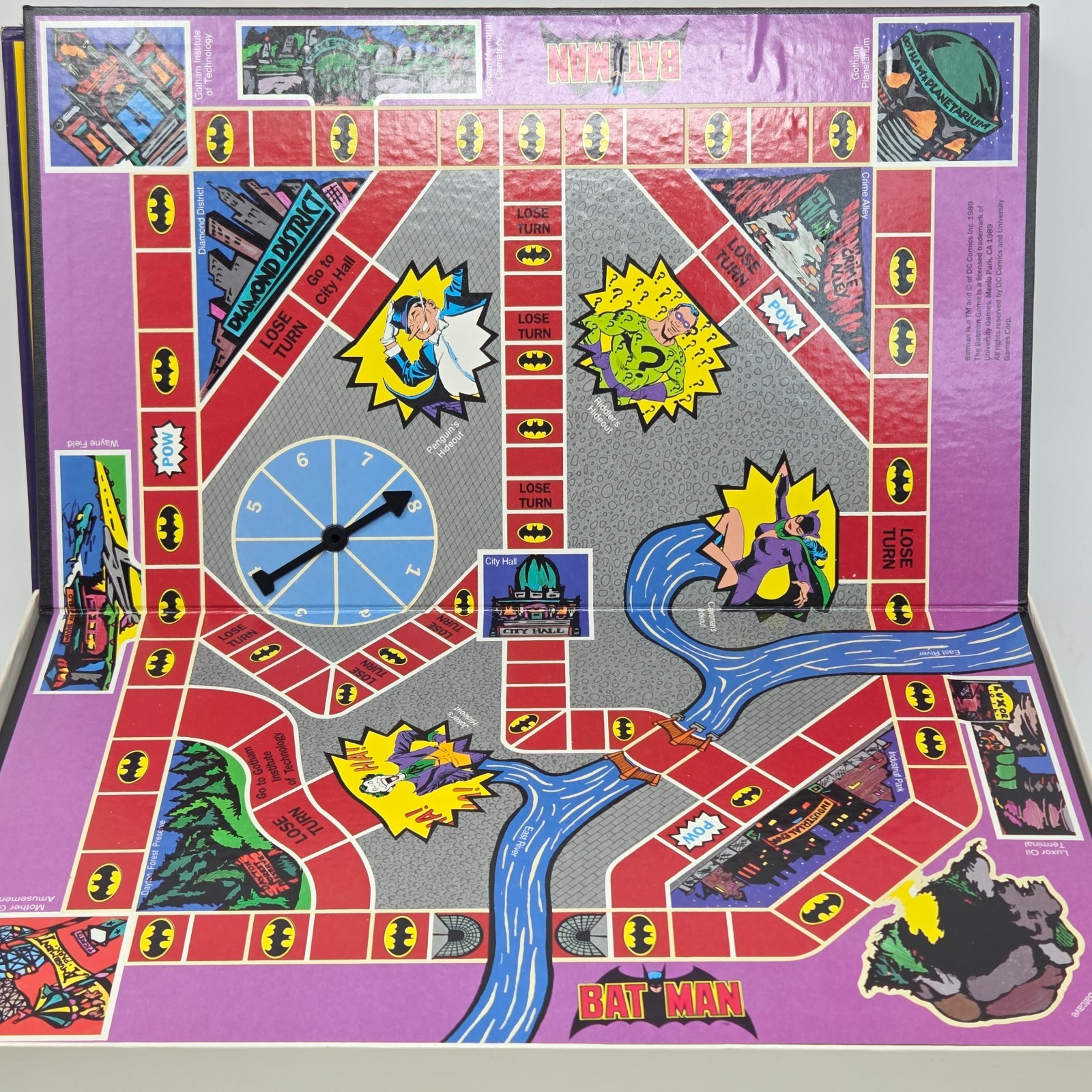 VINTAGE 1989 THE BATMAN GAME 50TH ANNIVERSARY BOARD GAME 100% COMPLETE DC COMICS