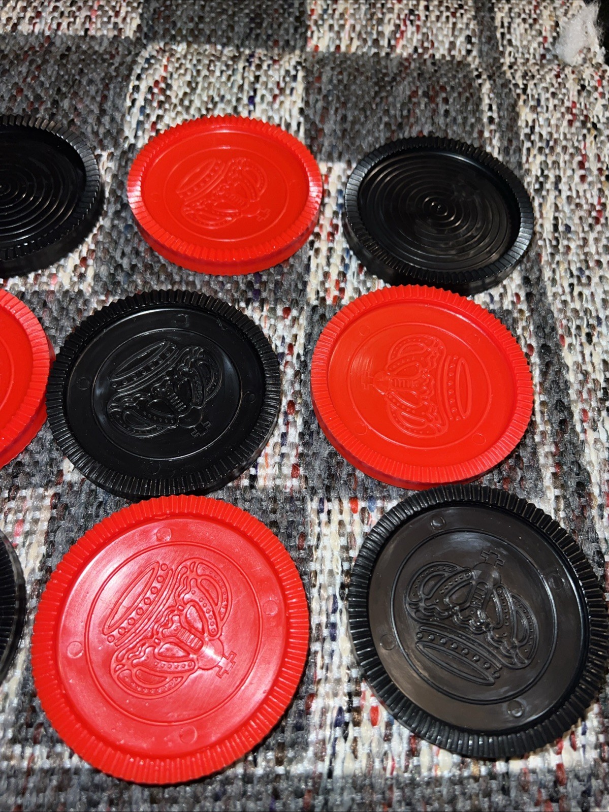Jumbo Floor Checkers Game Complete 12 Red & 12 Black Checkers & Rug Tic Tac Toe