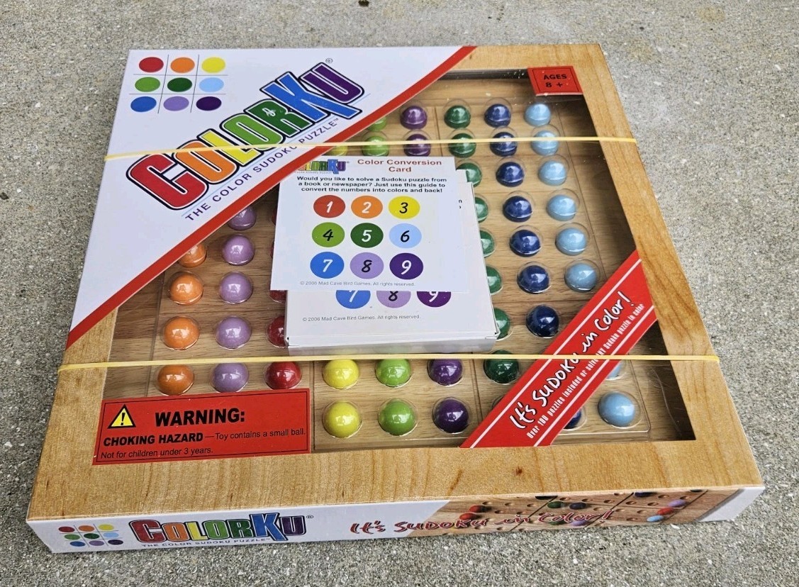 ColorKu: Color Sudoku Puzzle Solid Wood Game Board, Puzzle Cards/Expansion Packs