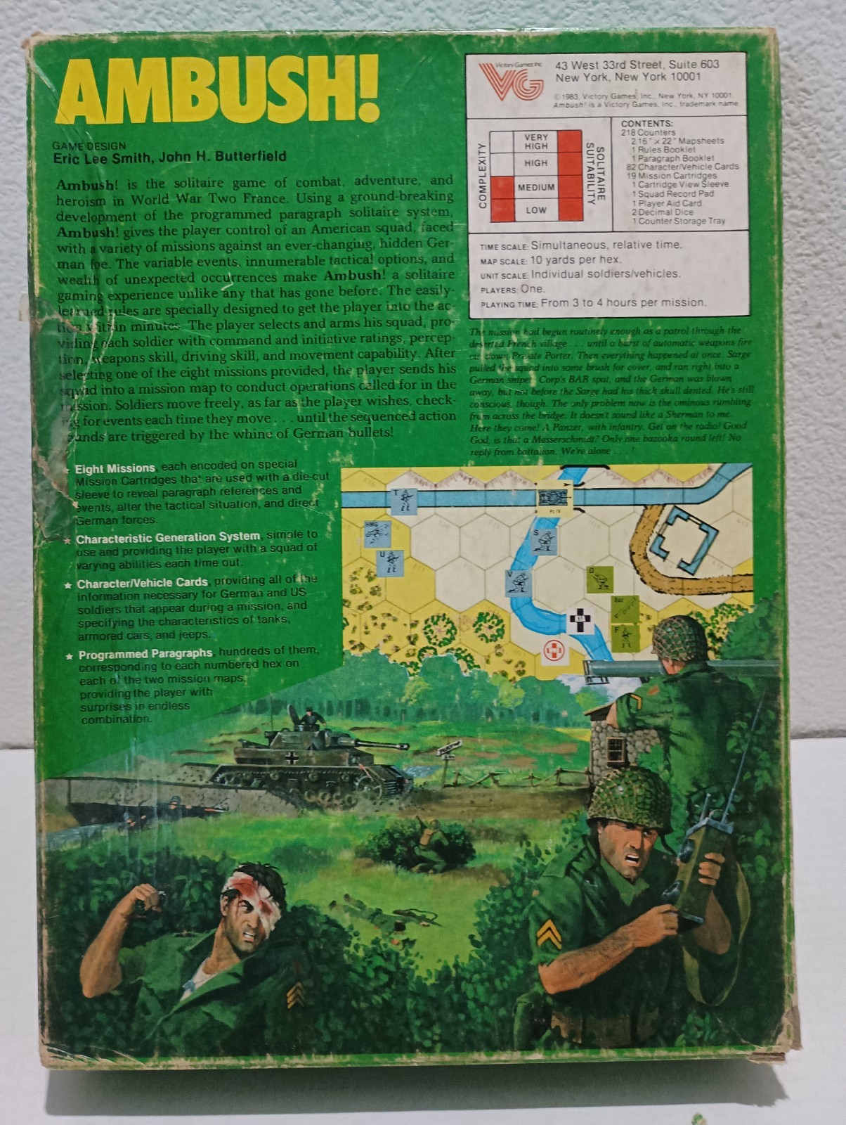 Ambush! Vintage Board Game by Victory Games Inc. VG Condition, Complete