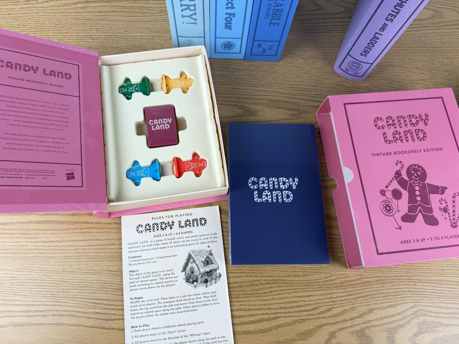 WS Game Company Linen Vintage Bookshelf Game 5 pack with Scrabble Jr Open Box