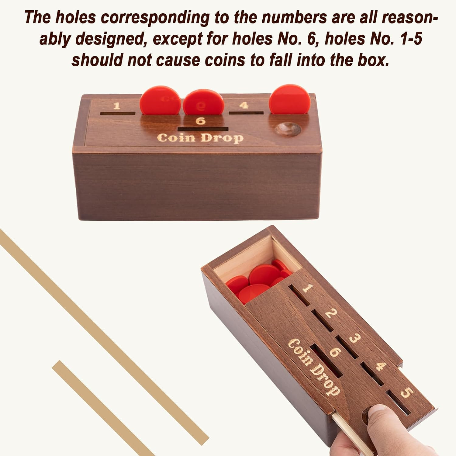 Coin Drop Game for 2-6 Players,Penny Game Contains 50 Coins,Wooden Game