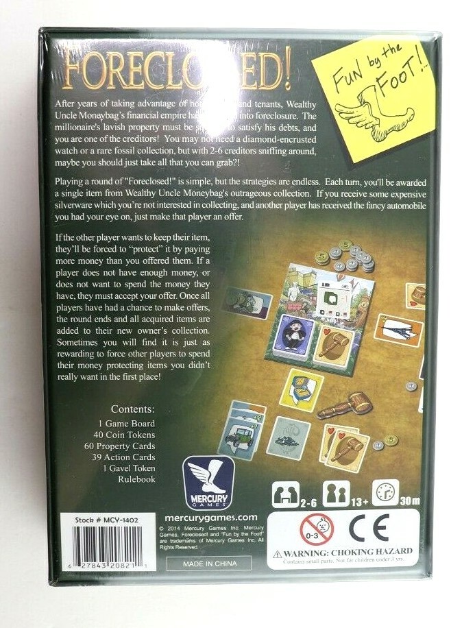 Foreclosed Family Board Game By Mercury Games Ages 13 & Up New Factory Sealed