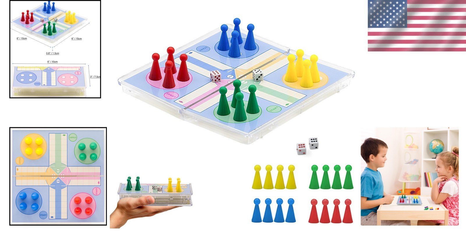 6″ Compact Ludo Game Set – Magnetic Folding Board for Family Travel Enjoyment