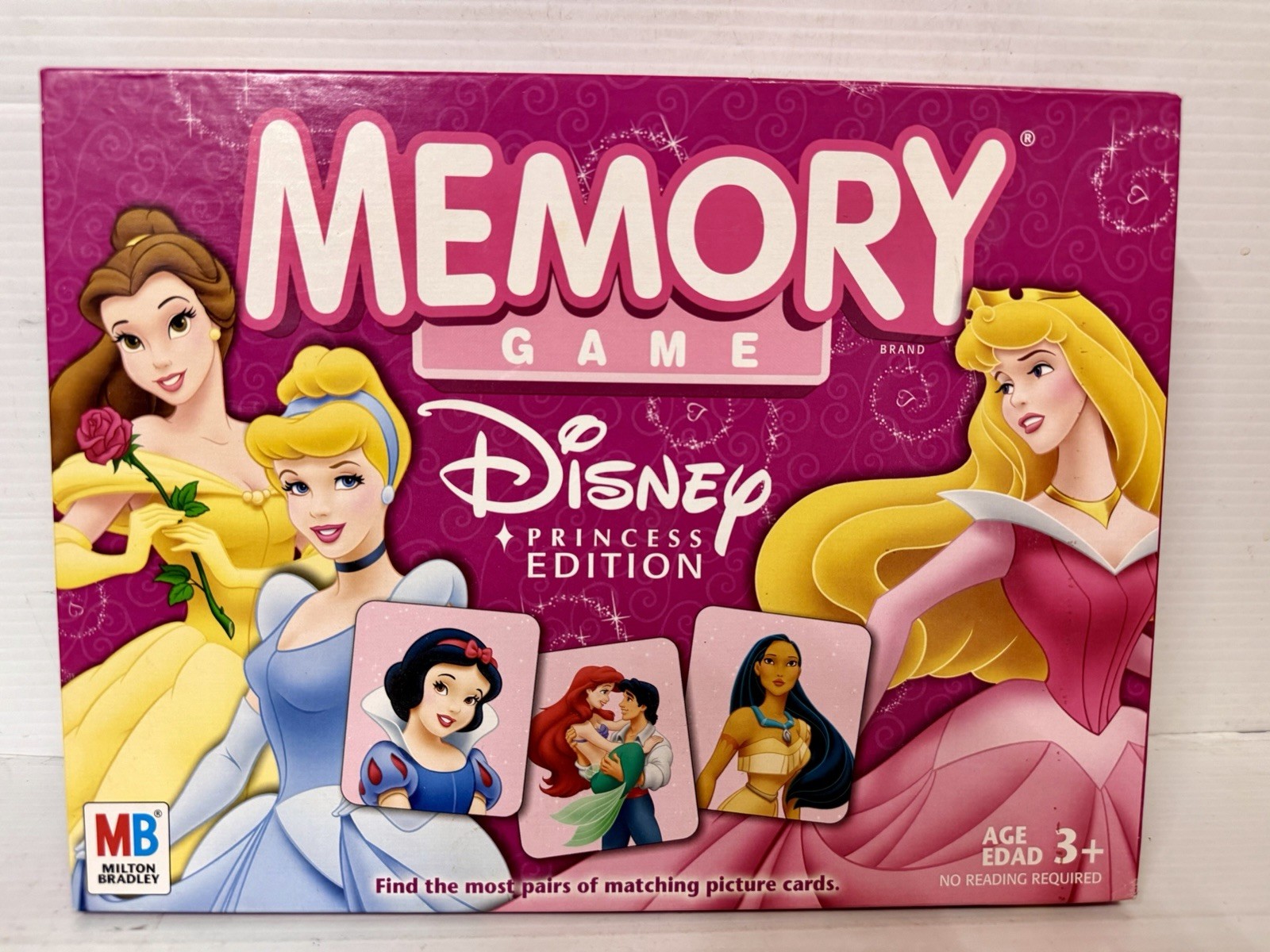 Milton Bradley Disney Princess Edition Memory Game 70 Cards w Tray & Rules Fast