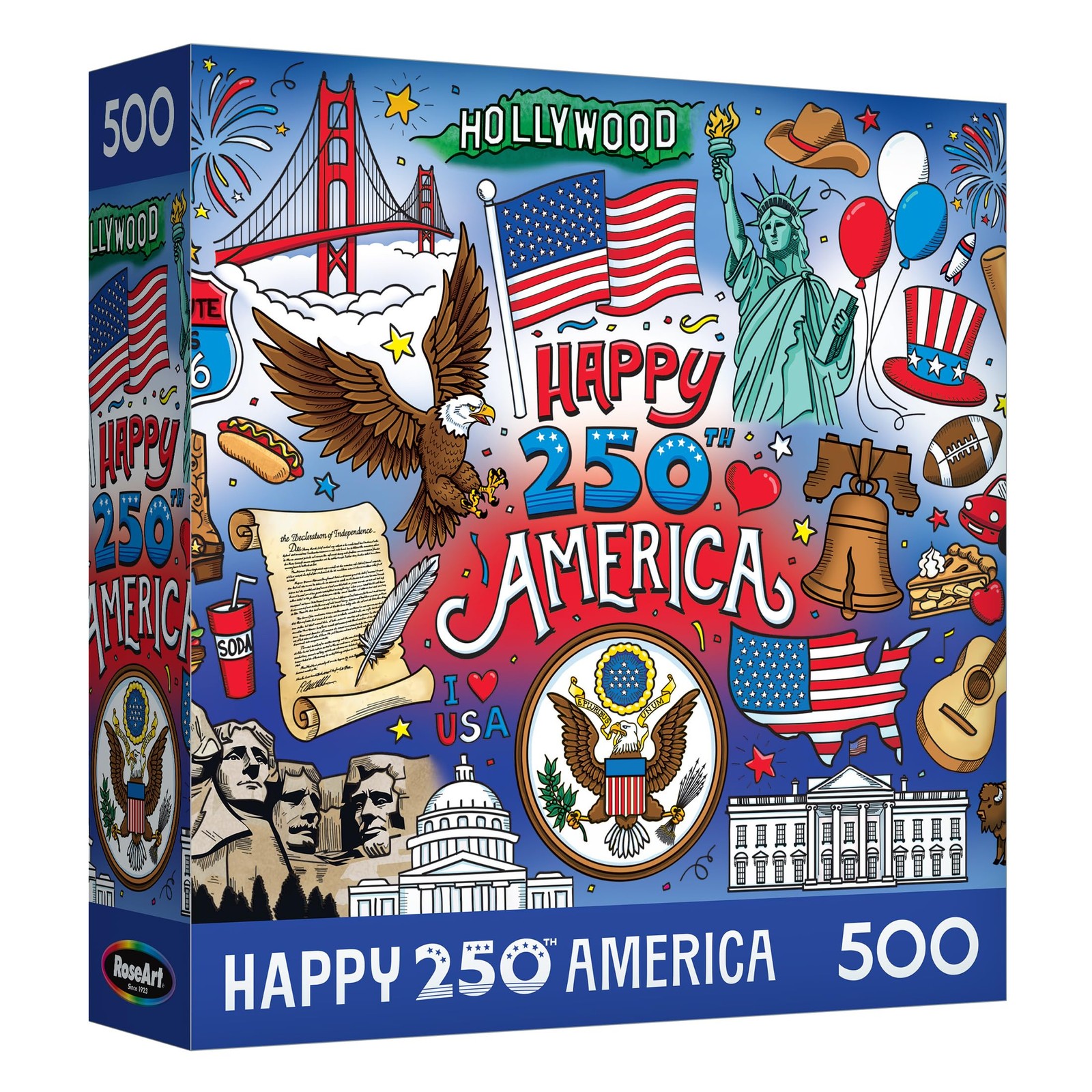 Jigsaw Puzzle 500 Piece Happy Birthday America Patriotic RoseArt Adults Families