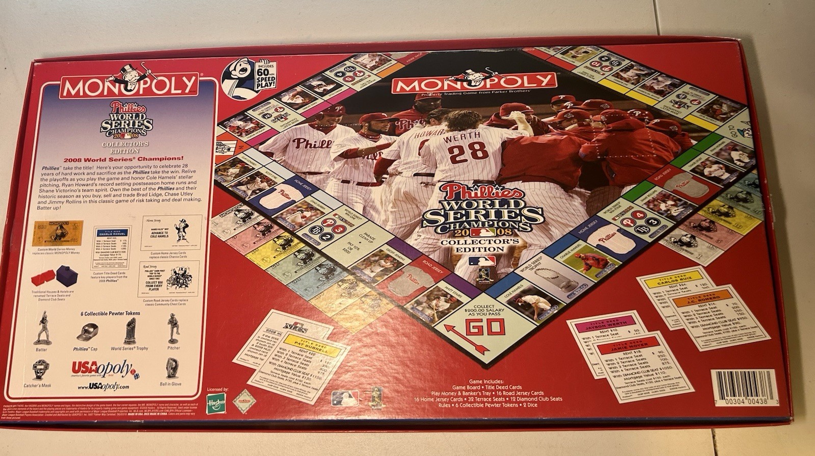Monopoly Phillies World Series Champions 2008 Collector Edition Preown-Complete