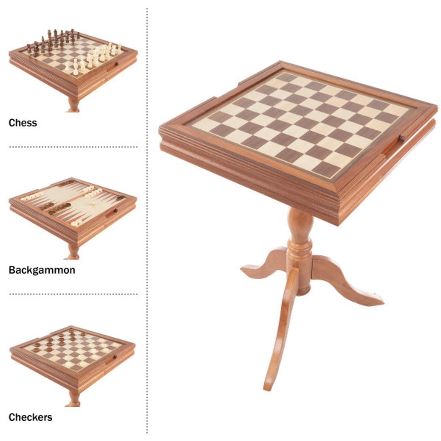Game Table – Reversible Tabletop with Chess and Backgammon Gameboards – Game …