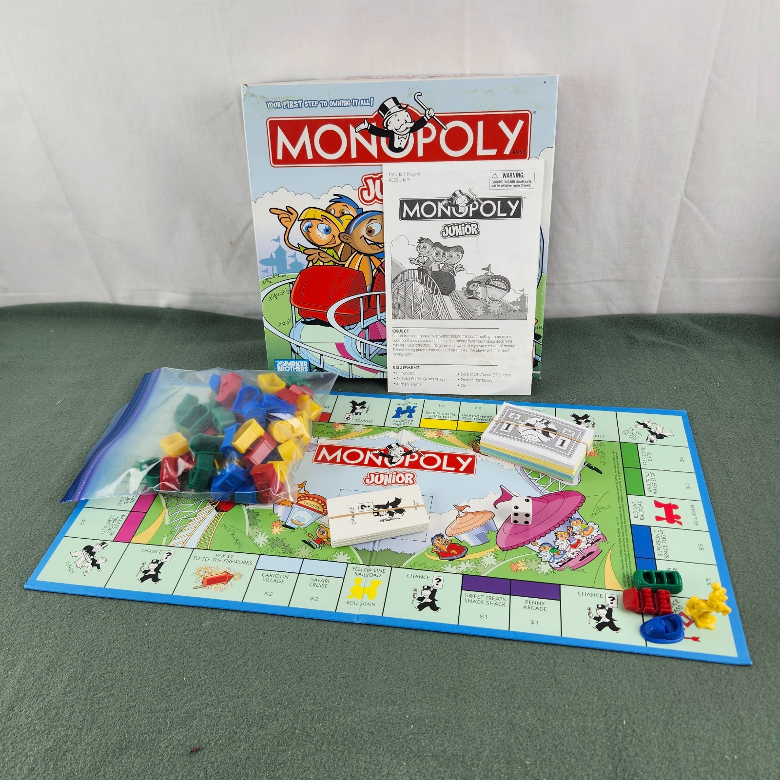 Monopoly Junior COMPLETE Parker Brothers 2005 Kids Childrens Ticket Booth