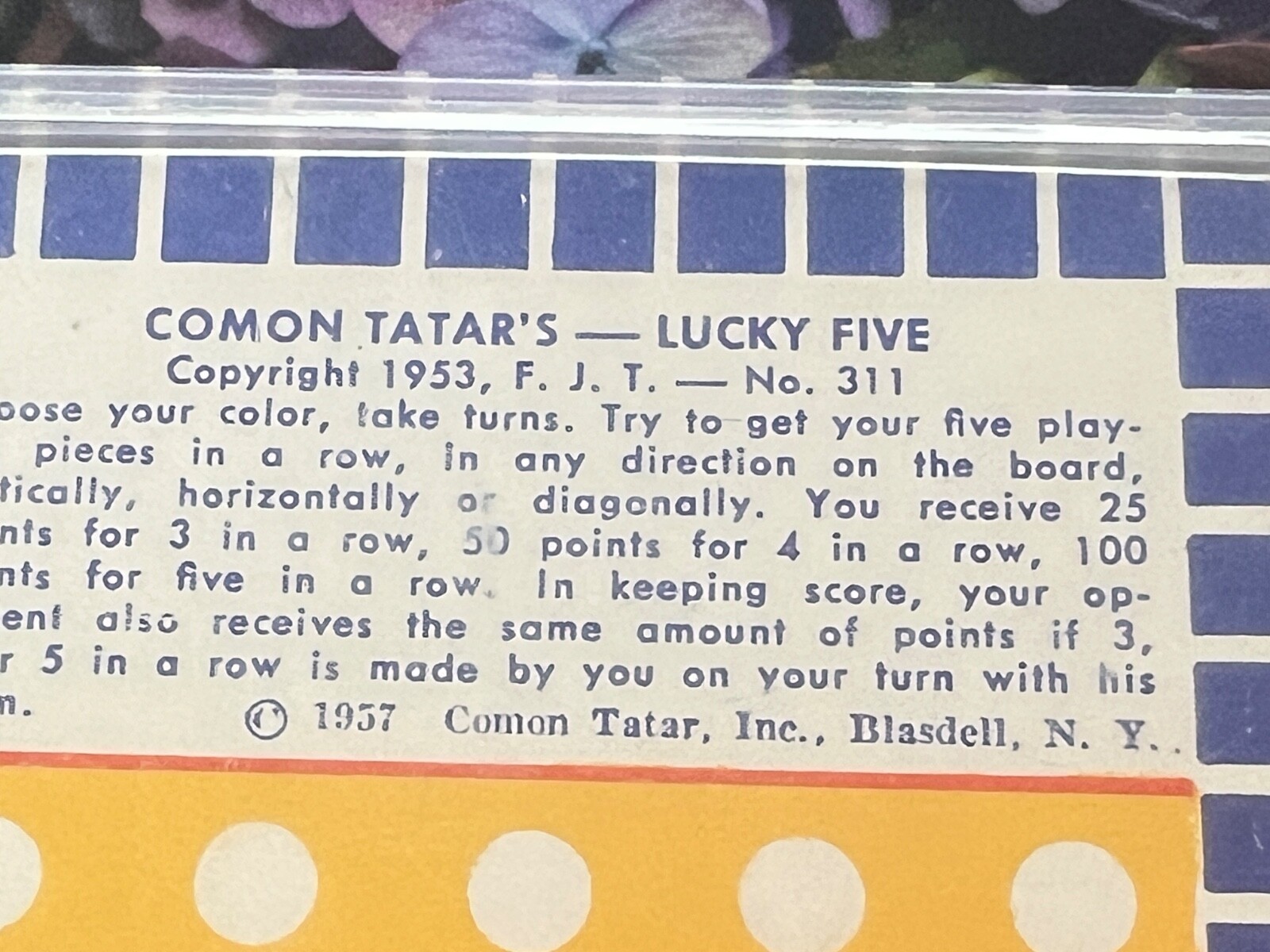 Dexterity Puzzle Game Vtg Comon Tatars Lucky Five 1953 #311 Family Fun EUC S1