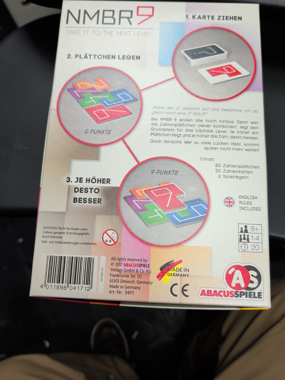 NMBR 9 Board Game by Z-Man Games ~ Never Played – Extra And Starting Tiles