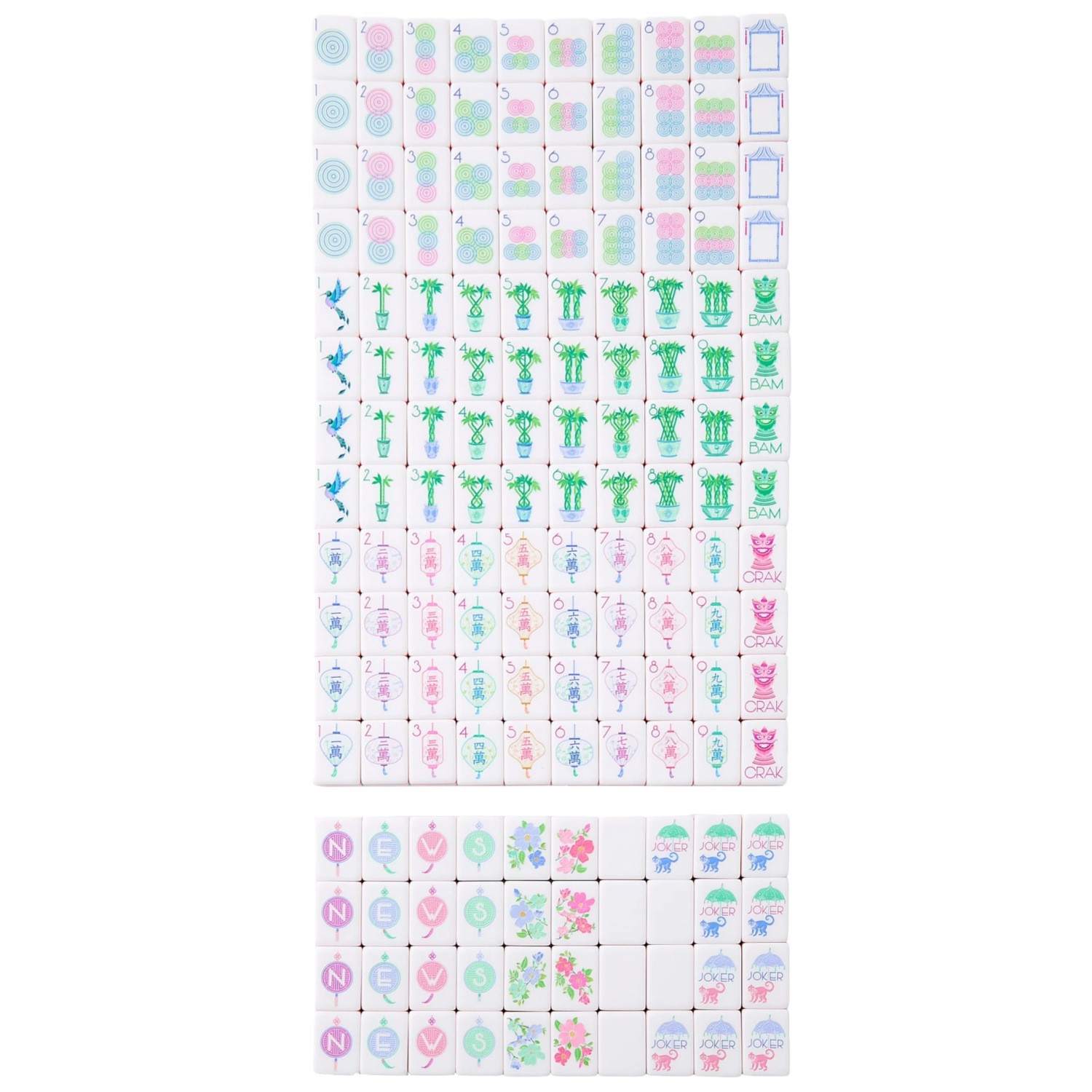 NEW! Vibrant Layered Mahjong Tiles – Full American Set 160Tiles – lavender