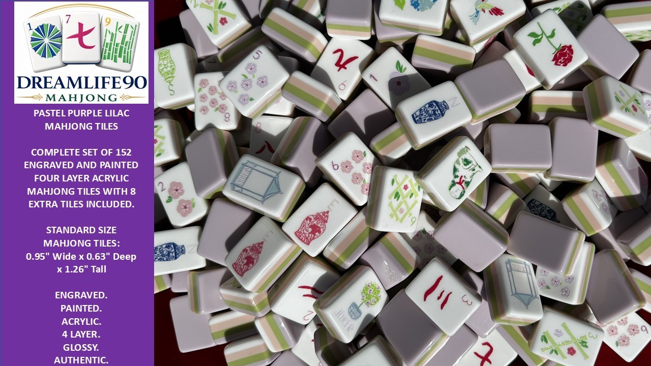PASTEL PURPLE 4 Layer Acrylic Mahjong Tiles American Set 160 Tiles US SELLER!