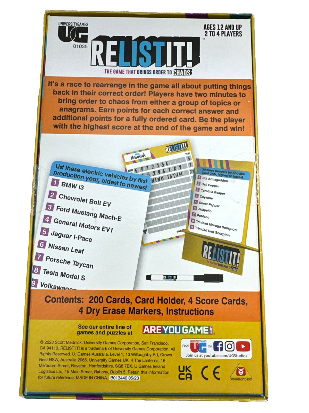 University Games Relist It Family Party Game for Ages 12 and Up, 2 to 4 Player