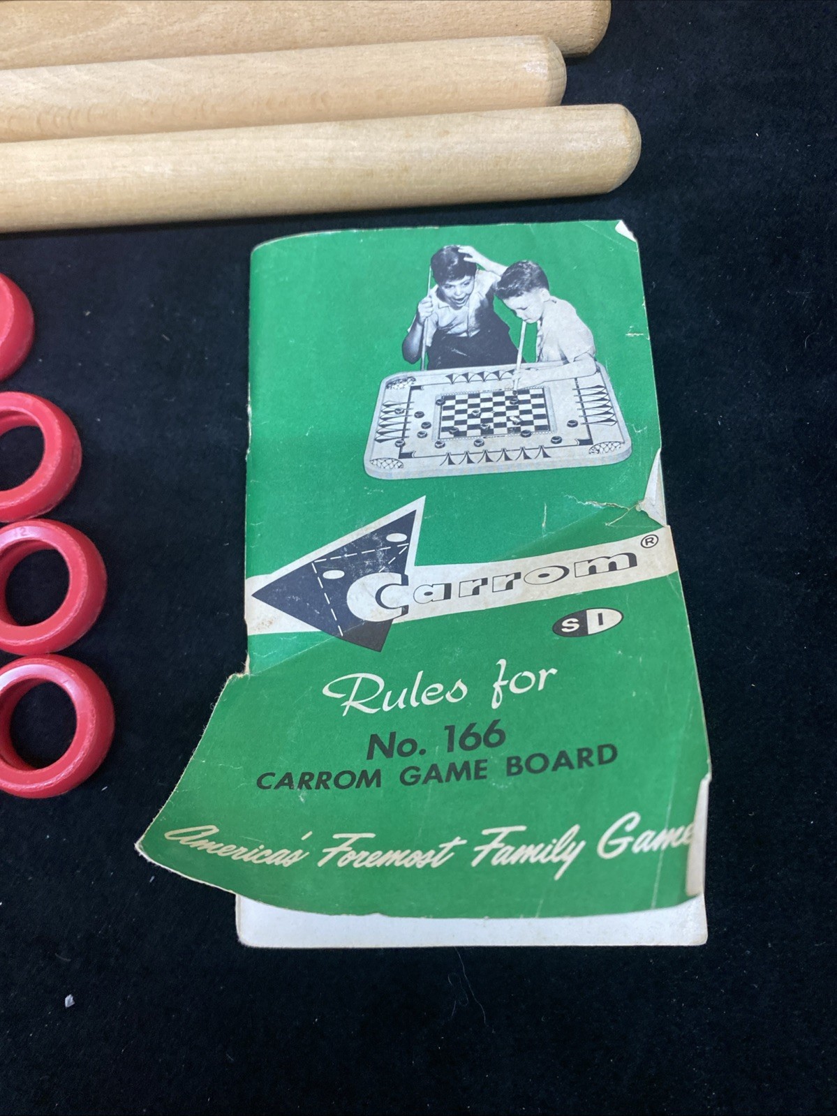 Carrom Industries #166 Board Game With Duplex Stand Pieces And Book