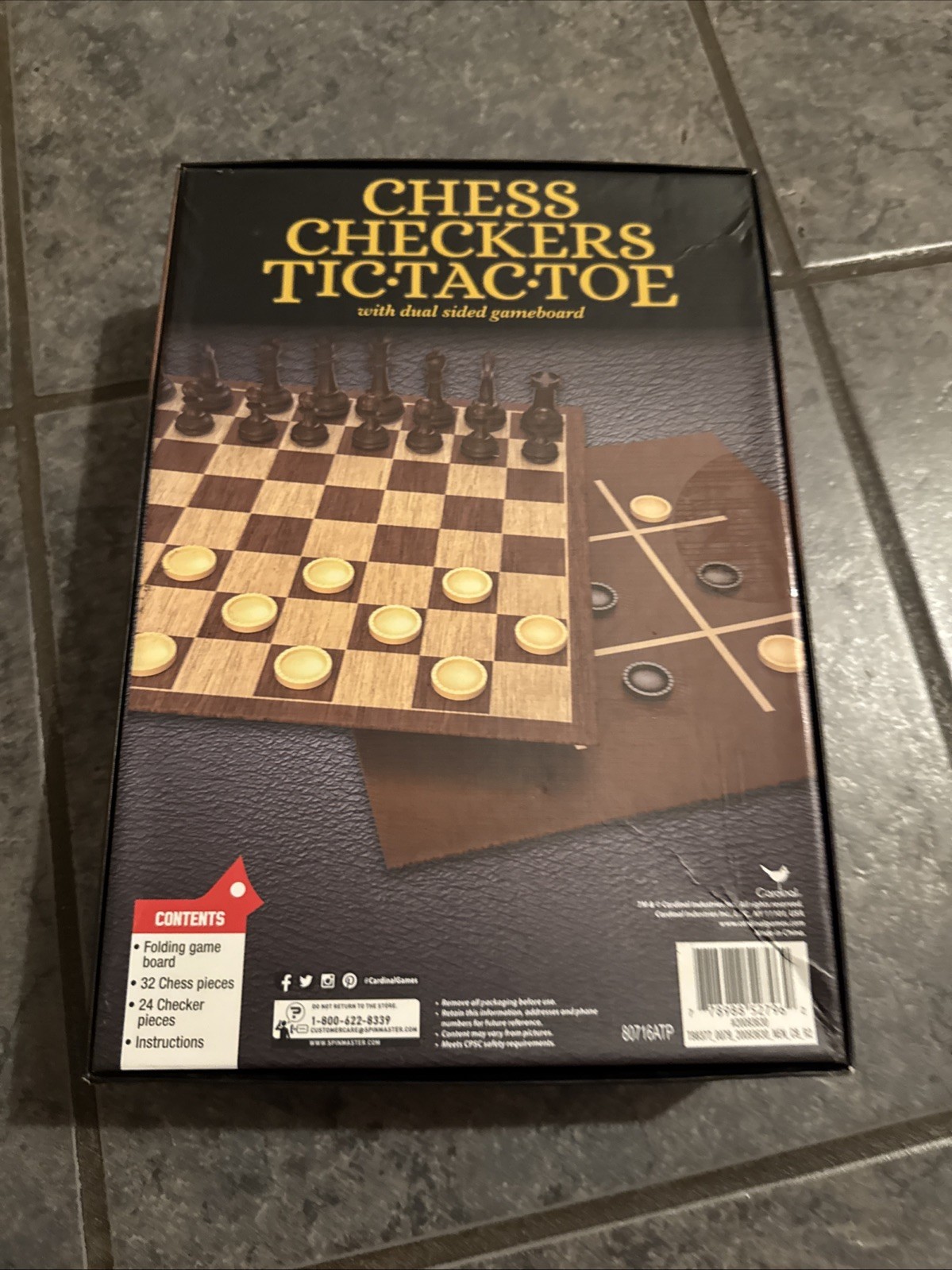 Chess, Checkers, And Tic Tac Toe Set – Foldable Cardboard – Plastic Players
