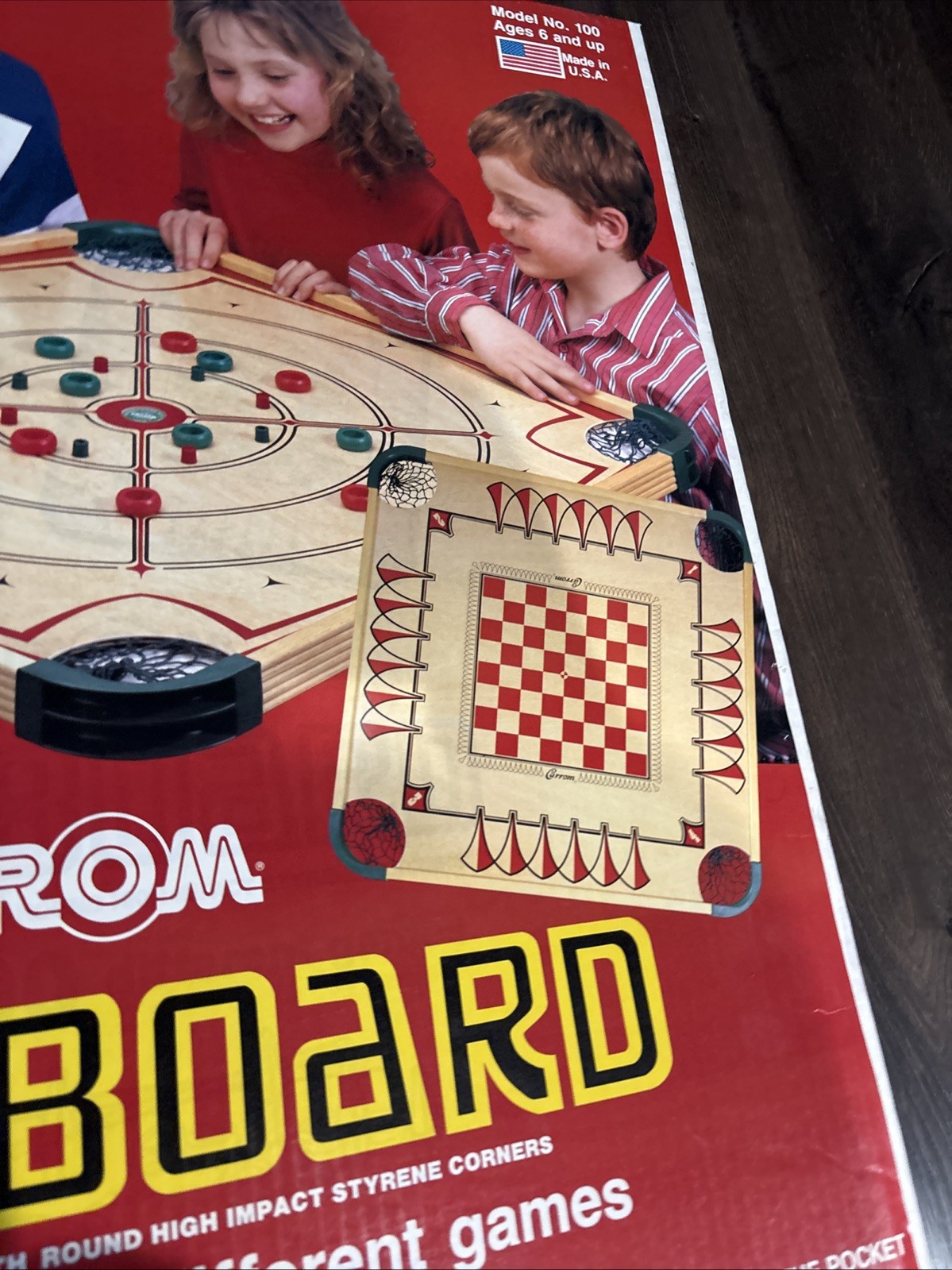 Vintage Carrom Wooden Game Board Table Model 100 Complete NEW Factory Sealed