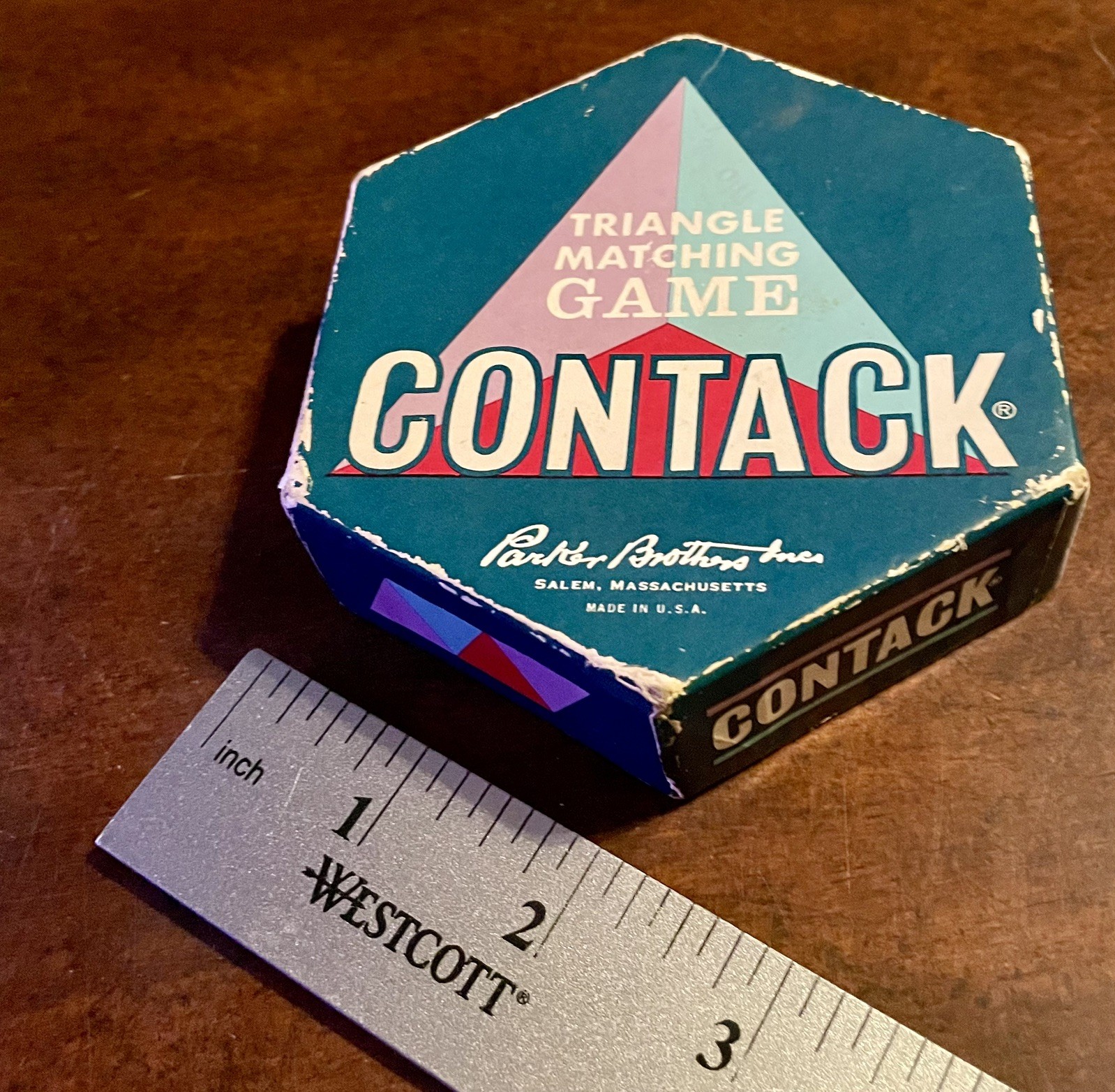 Vintage 1962 Parker Brothers Triangle Tiles Matching Game “Contack”