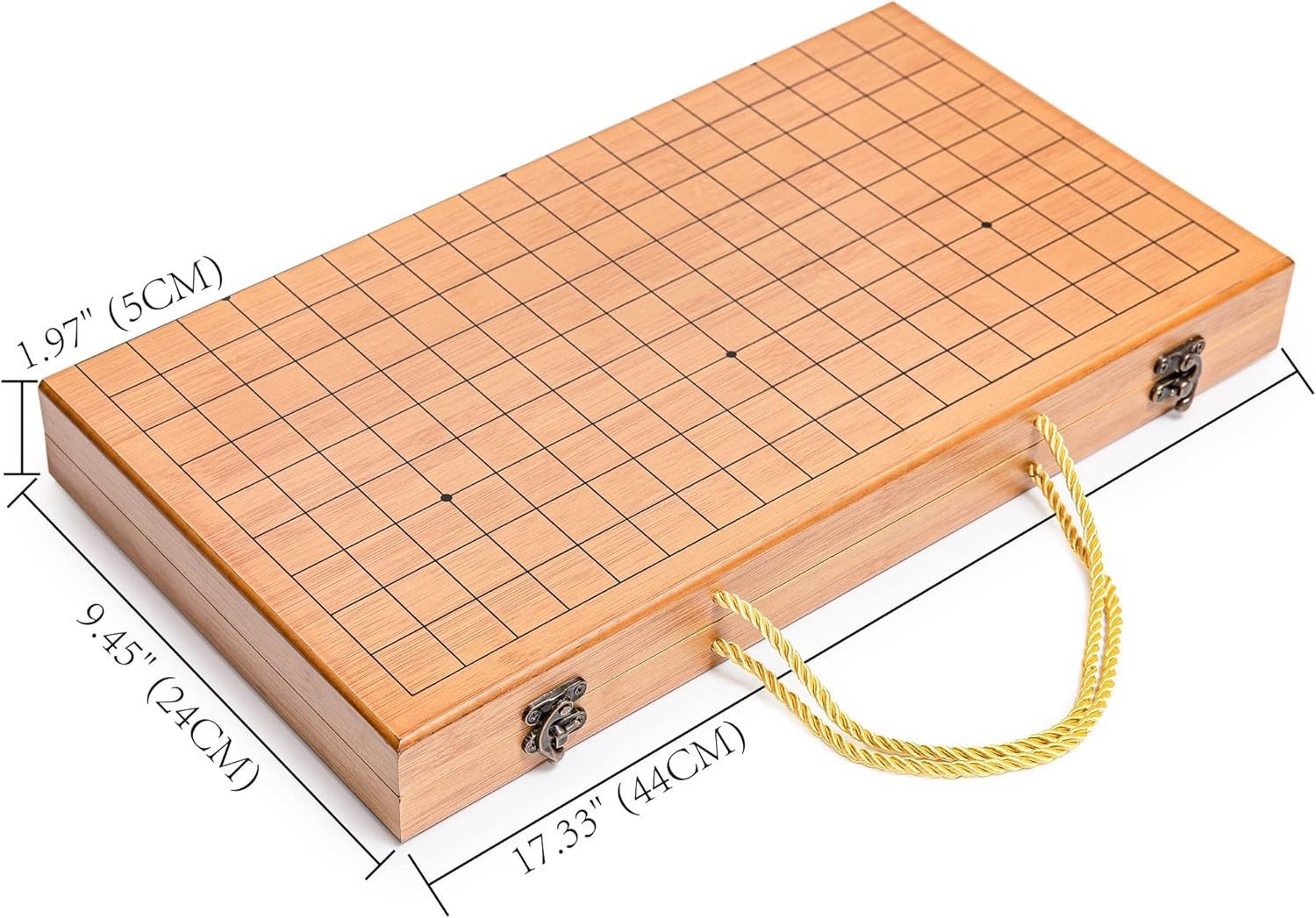 19 X19 Folding Go Game Set Board with and Bamboo Bowls and Imitation Jade Go Pie