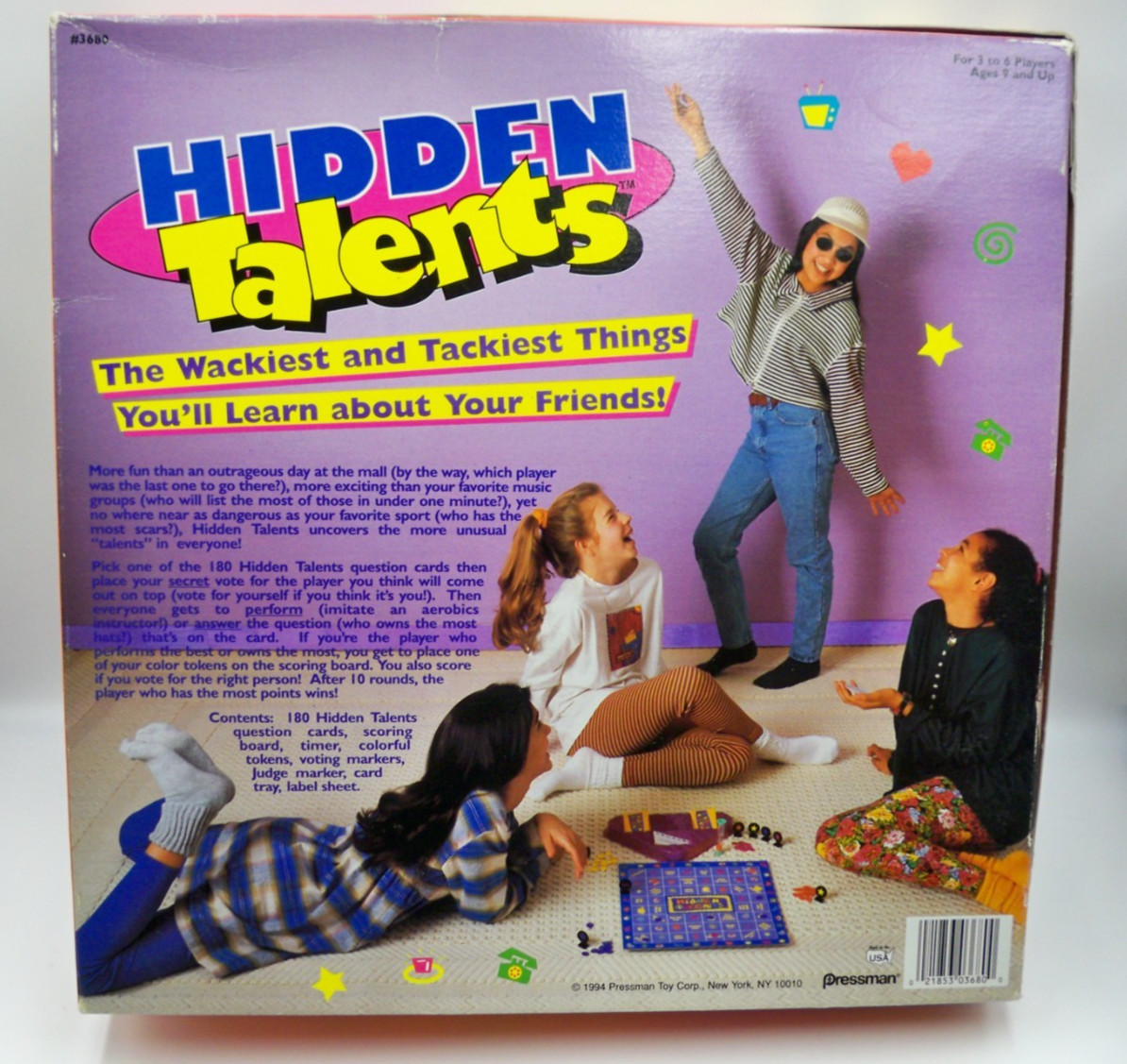 Vintage 1994 Hidden Talents Pressman Board Game Complete Teen Sleepover Party