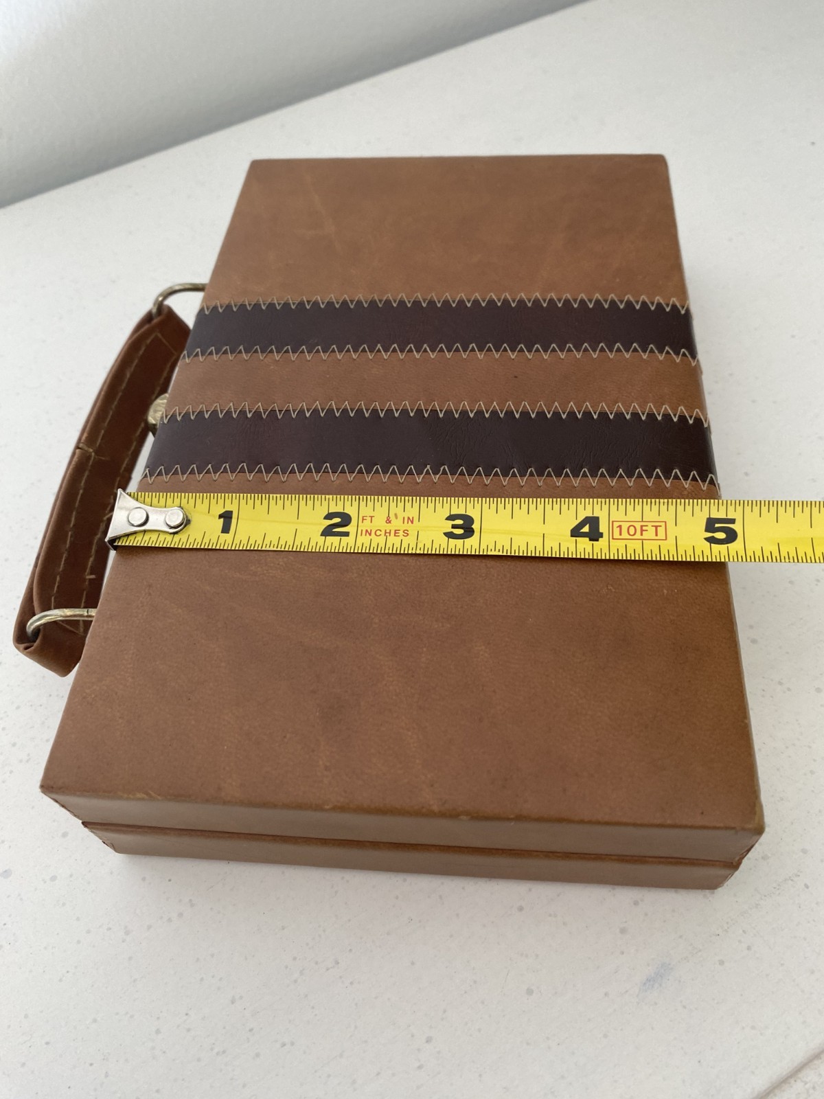 VTG Double-Six Domino Set with Metal Spinners in Brown Faux-Case