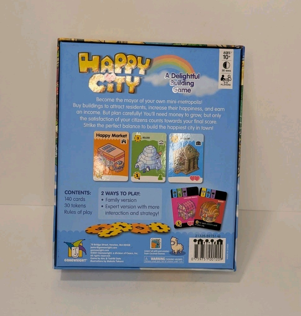 Happy City Gamewright Board Game Building Strategy COMPLETE / LIGHTLY PLAYED