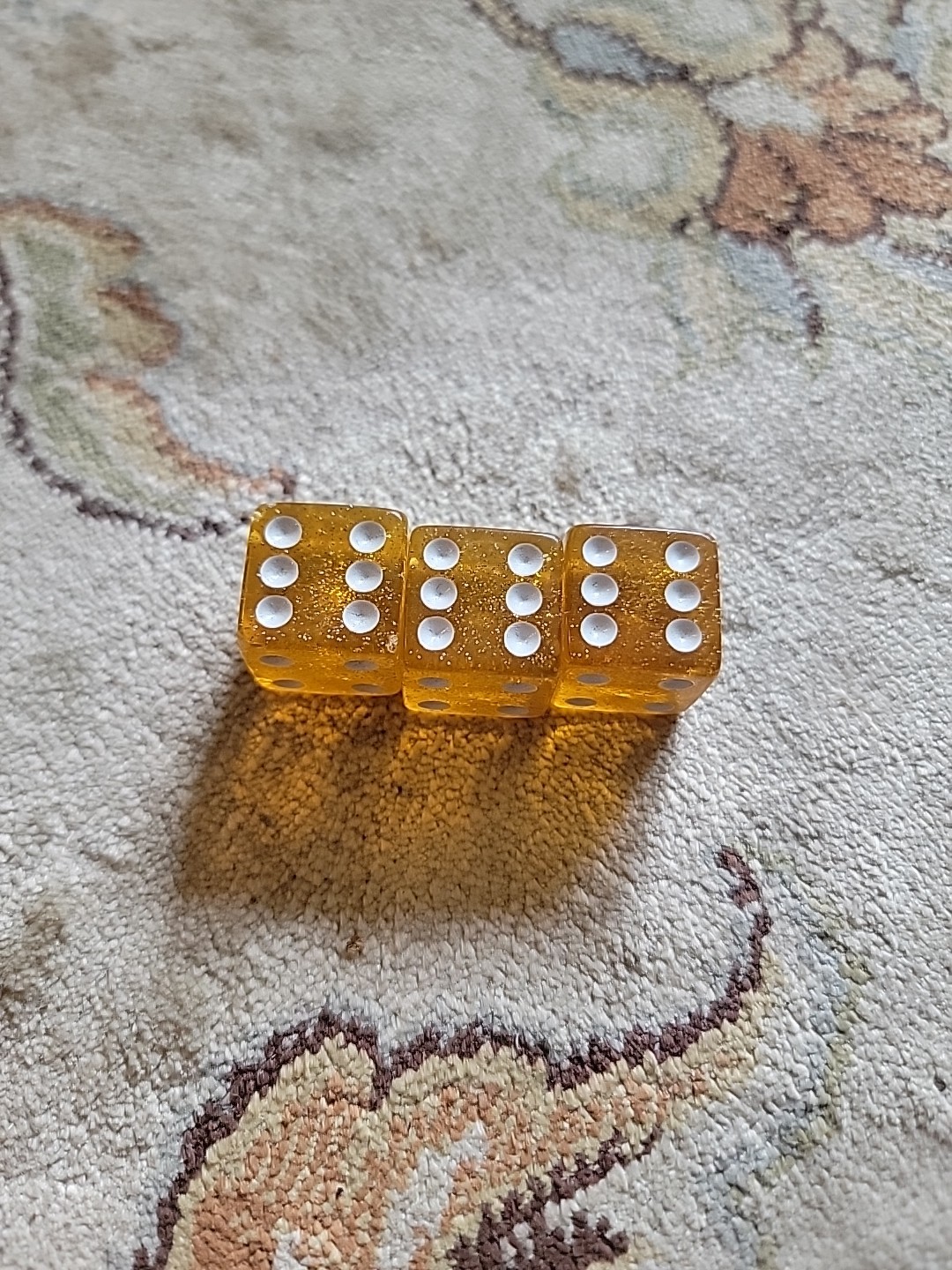 Deluxe Yahtzee 3 (THREE) Replacement Gold Glitter Flecked Die Dices