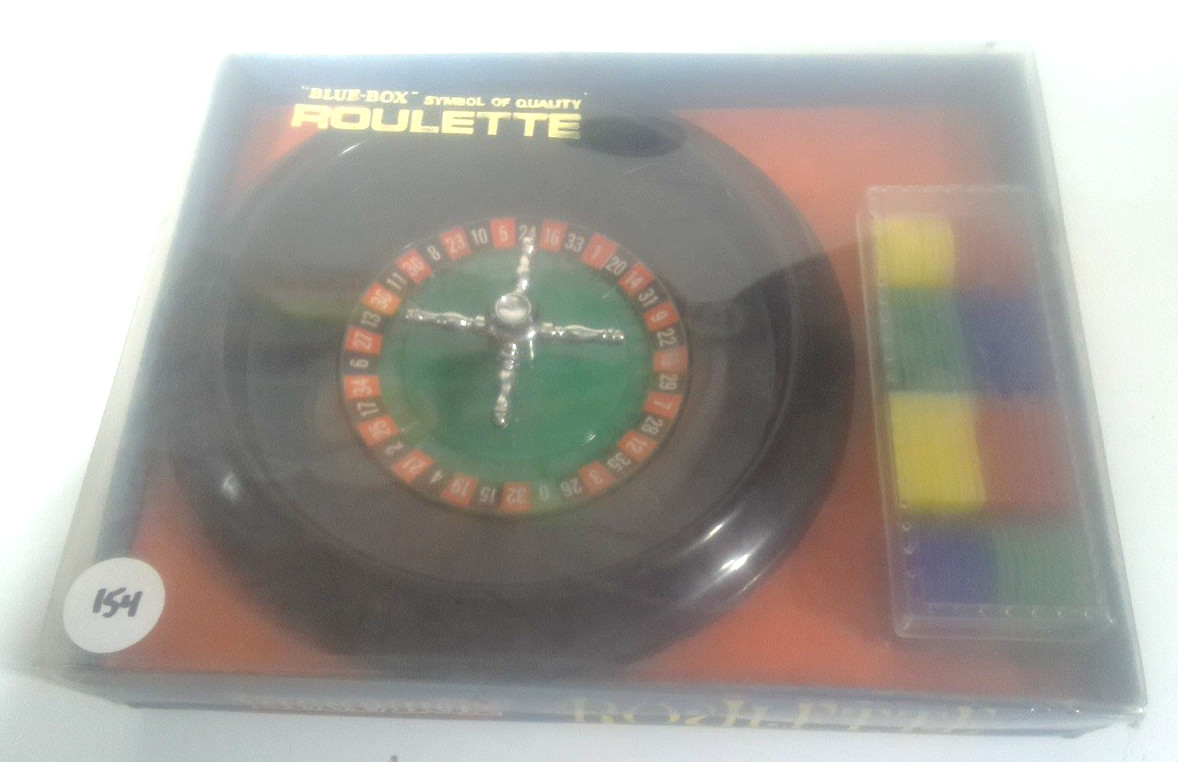 Blue Box Roulette Wheel Game #6082 Tabletop 1970s Casino Gambling Game Set VTG