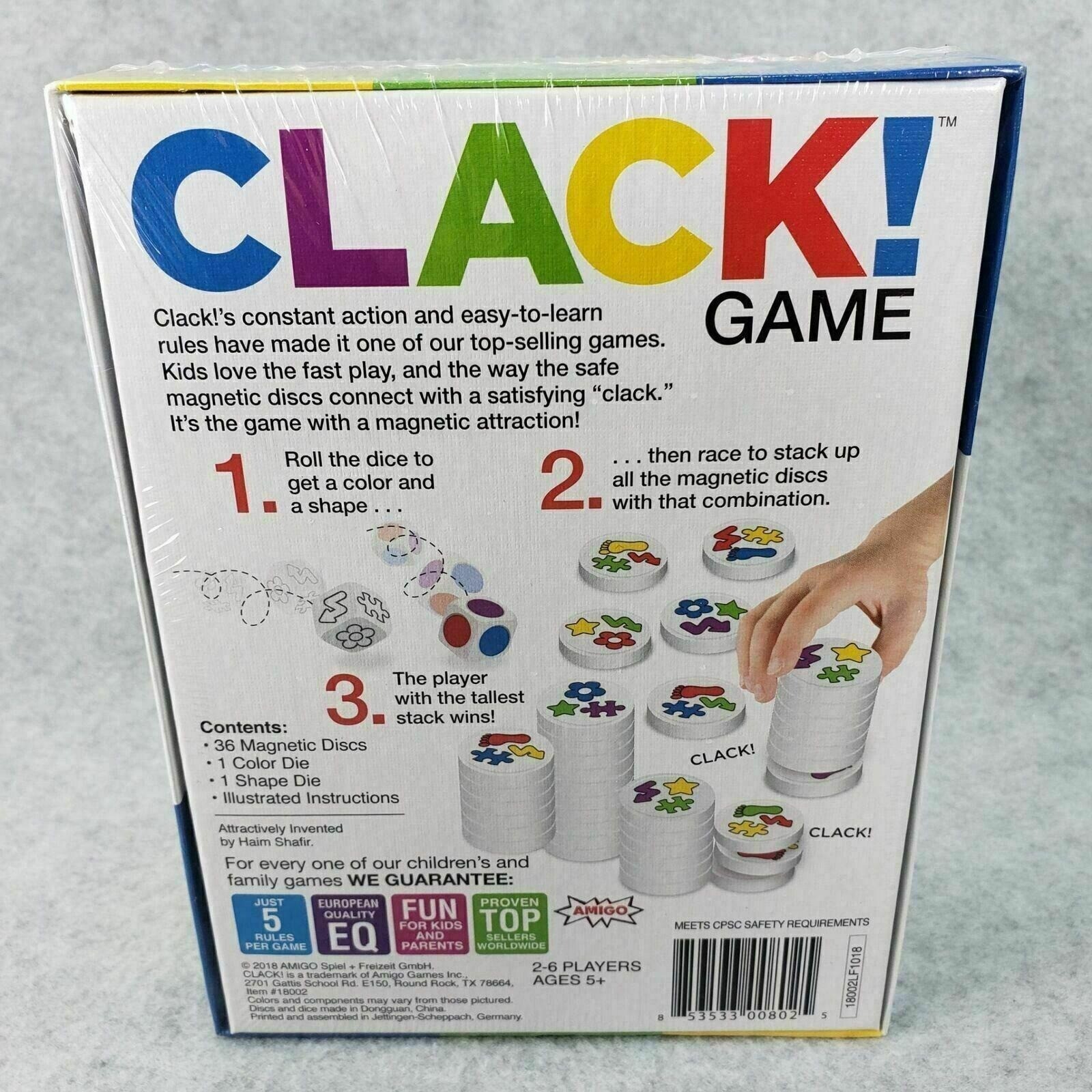 Clack Game Kids Family Fun Night Magnetic Stacking Disks Activity Amigo New
