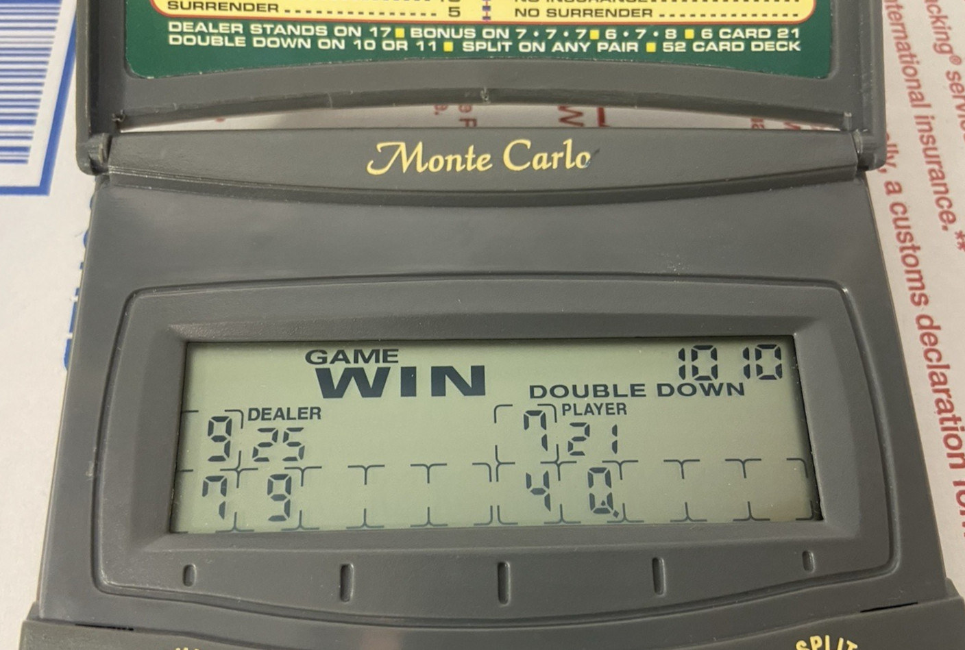 Lot of 3 Radica Monte Carlo Acey Deucy Poker, Blackjack & Casino Slot – All Work