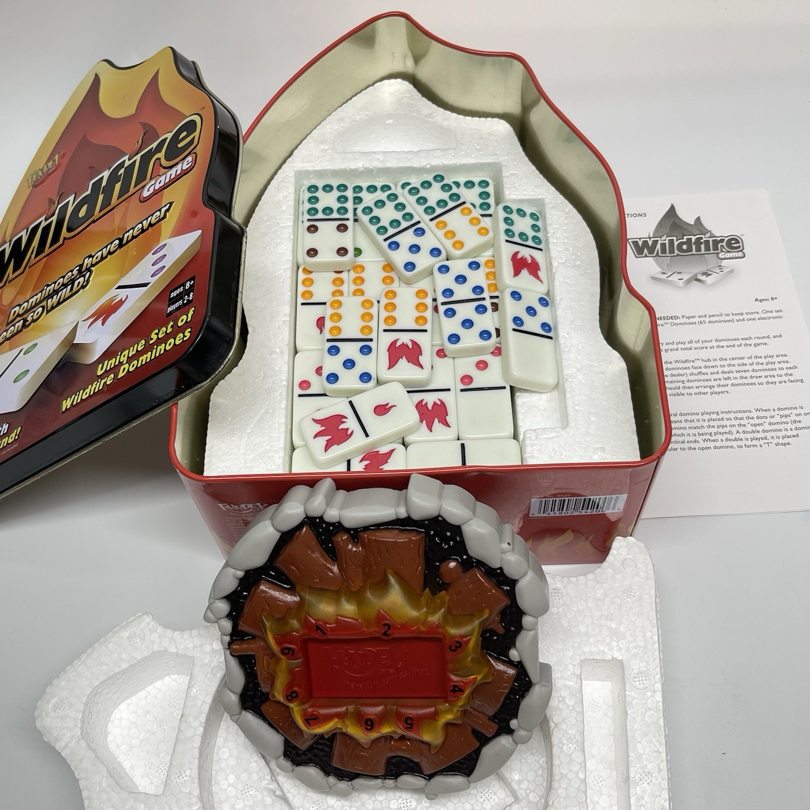 Fundex Wildfire Dominoes Electronic Game Hub Lights & Sounds Ages 8+ Works