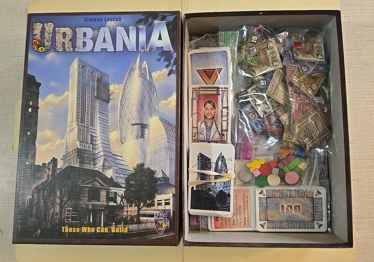 URBANIA 2012 Board Game by Simone Luciani Mayfair Games Pre-owned Excellent