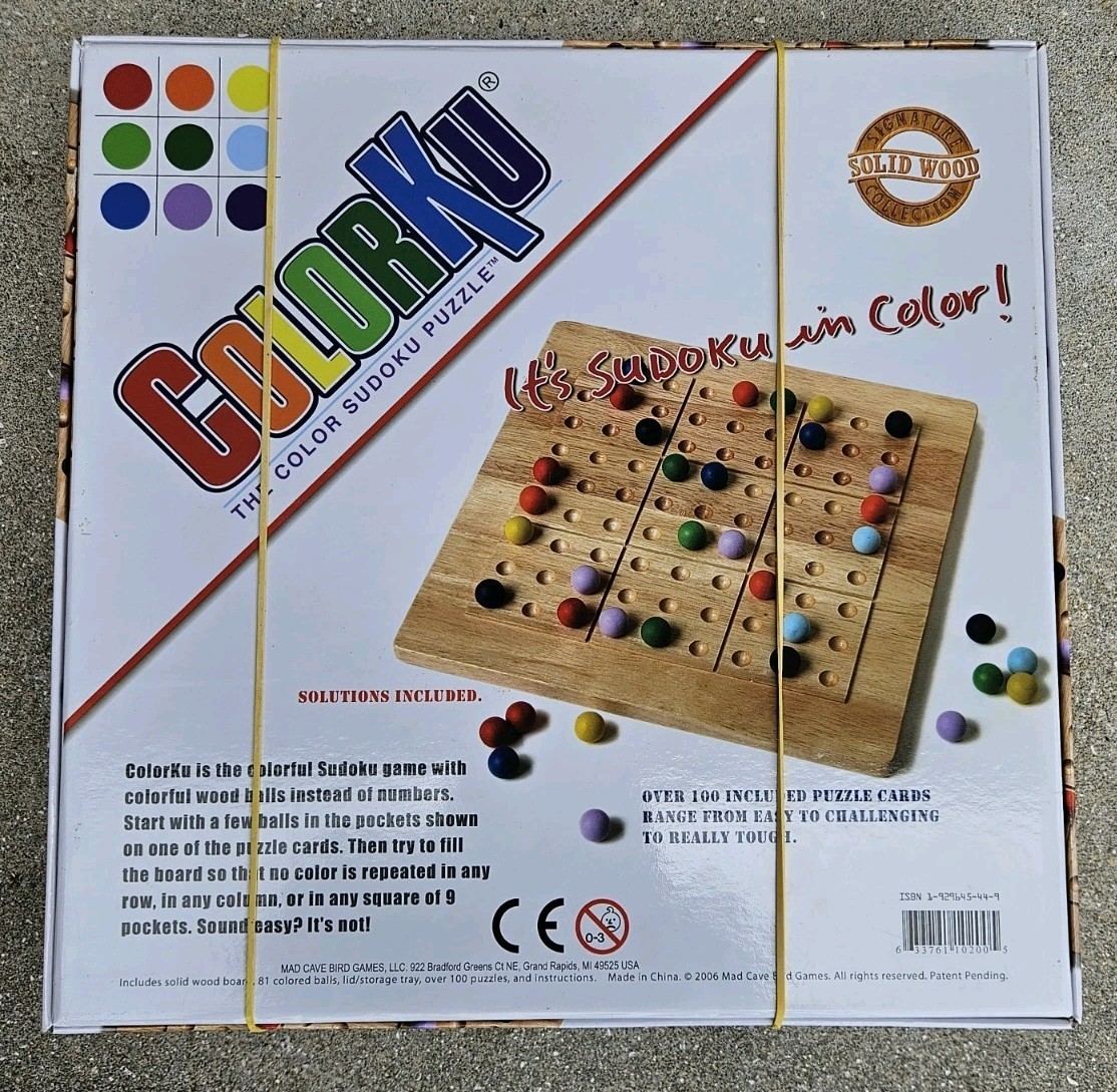 ColorKu: Color Sudoku Puzzle Solid Wood Game Board, Puzzle Cards/Expansion Packs